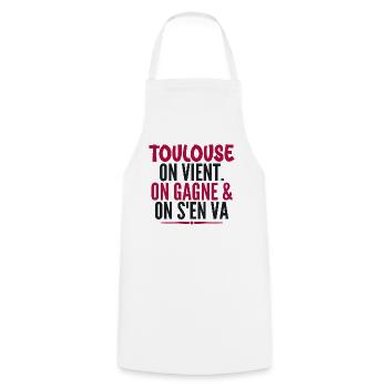 Rugby Toulouse Humour Cadeau Supporter Rugby - Tablier de cuisine - blanc - Devant - AI Model Male 185 dark (185cm)
