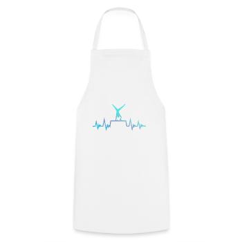 Gymnasts, gymnastics, ECG, pulse, heartbeat, gymnastics - Cooking Apron - white - Front - AI Model Male 185 dark (185cm)