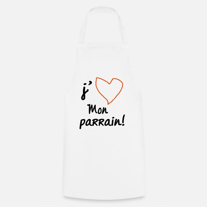 J'aime mon parrain,I Love Mon Parrain - Tablier de cuisine - blanc