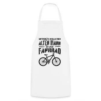 Alter Mann • Fahrrad | Vintage Retro Style - Kochschürze - Weiß - Vorne - AI Model Male 185 dark (185cm)