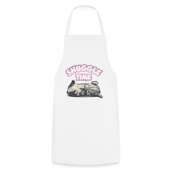 Cuddle time cat cute sleeping kitten pussy - Cooking Apron - white - Front - AI Model Male 185 dark (185cm)