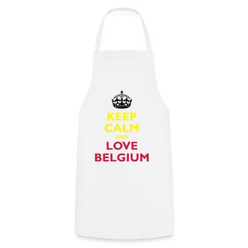 Keep Calm & Love Belgium - Tablier de cuisine - blanc - Devant - AI Model Male 185 dark (185cm)