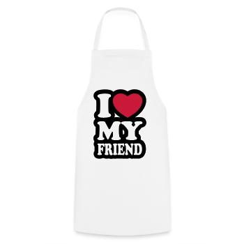 I love my friend - Cooking Apron - white - Front - AI Model Male 185 dark (185cm)
