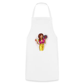 Pin up fille. Musique. idée cadeau - Tablier de cuisine - blanc - Devant - AI Model Male 185 dark (185cm)