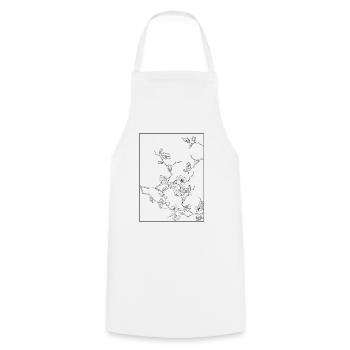Floral Design Cerisier Outline Noir - Tablier de cuisine - blanc - Devant - AI Model Male 185 dark (185cm)