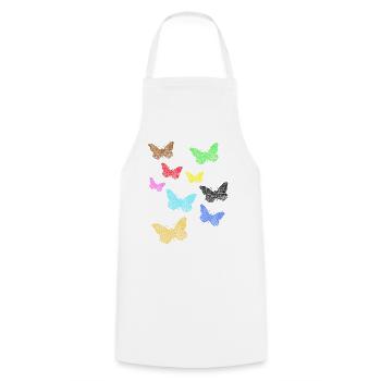 colorful butterflies bunte Schmetterlinge - Kochschürze - Weiß - Vorne - AI Model Male 185 dark (185cm)