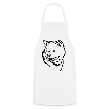 Akita Kopf - Kochschürze - Weiß - Vorne - AI Model Male 185 dark (185cm)