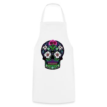 Floral Sugar Skull | Mexican Day of the Dead  - Cooking Apron - white - Front - AI Model Male 185 dark (185cm)