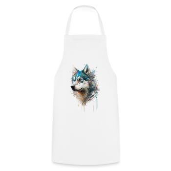 Siberian Husky 01 - Cooking Apron - white - Front - AI Model Male 185 dark (185cm)