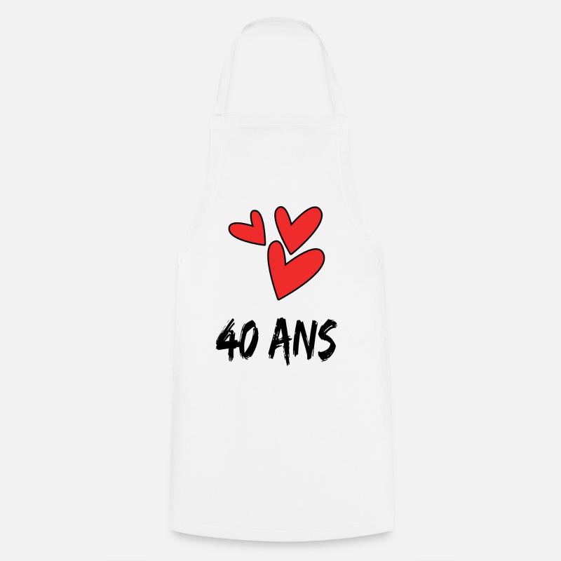 40. 40 ANS. 40e ANNIVERSAIRE. ANNIVERSAIRE 40 ANS. - Tablier de cuisine - blanc