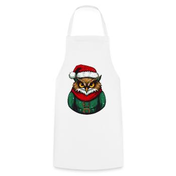 Hibou de Noël en pull vert - Tablier de cuisine - blanc - Devant - AI Model Male 185 dark (185cm)