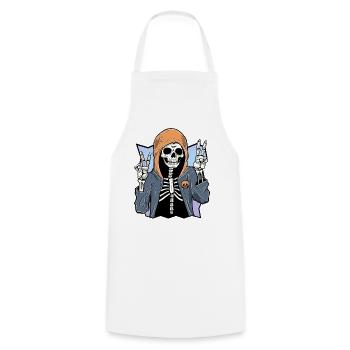 Skeleton with Hoodie - Kochschürze - Weiß - Vorne - AI Model Male 185 dark (185cm)