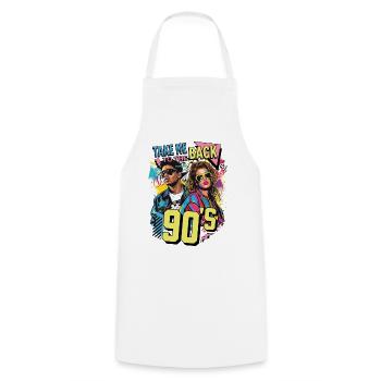90s 90er Jahre Musik Bunt Party Karneval Kostüm - Kochschürze - Weiß - Vorne - AI Model Male 185 dark (185cm)