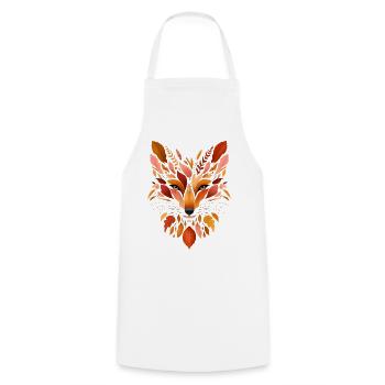 Tête de renard conçue à partir de différentes feuilles - Tablier de cuisine - blanc - Devant - AI Model Male 185 dark (185cm)