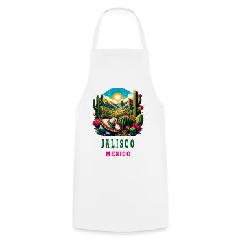 Motif du désert de cactus de Jalisco Mexico - Tablier de cuisine - blanc - Devant - AI Model Male 185 dark (185cm)