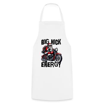 Big Nick Energy – Santa auf Motorrad - Kochschürze - Weiß - Vorne - AI Model Male 185 dark (185cm)