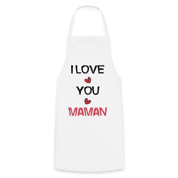 MOTHER'S DAY. HAPPY MOTHER'S DAY. MOM - Cooking Apron - white - Front - AI Model Male 185 dark (185cm)