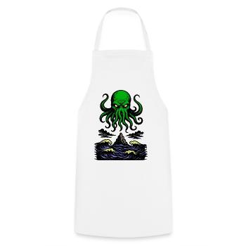 Cthulhu Retro 2 - Kochschürze - Weiß - Vorne - AI Model Male 185 dark (185cm)