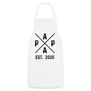 Papa Est. 2026 - Cooking Apron - white - Front - AI Model Male 185 dark (185cm)