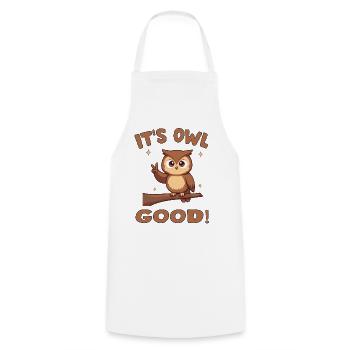 Cute Owl with Encouraging Message - Cooking Apron - white - Front - AI Model Male 185 dark (185cm)