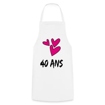 40. 40 YEARS. 40th ANNIVERSARY. 40 YEARS ANNIVERSARY. - Cooking Apron - white - Front - AI Model Male 185 dark (185cm)