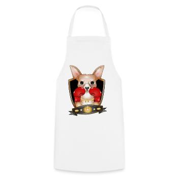 Boxing Chihuahua – Funny Boxer Motif - Cooking Apron - white - Front - AI Model Male 185 dark (185cm)
