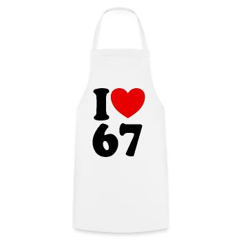 Fun 67 Zahl 6-7 I Herz 6 7 Sechs Sieben - Kochschürze - Weiß - Vorne - AI Model Male 185 dark (185cm)