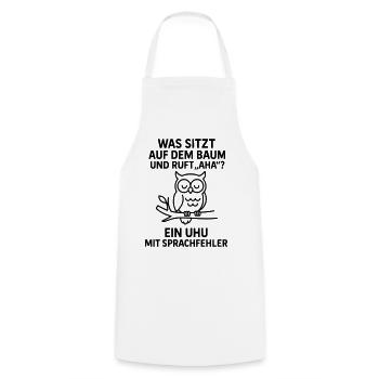 Eagle Owl Speech Error Joke - Cooking Apron - white - Front - AI Model Male 185 dark (185cm)