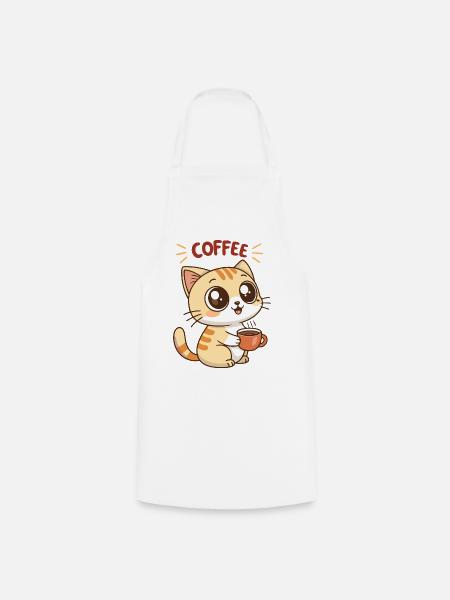Katzen-Kaffee-Latte-Zeichentrick - Kochschürze - Weiß