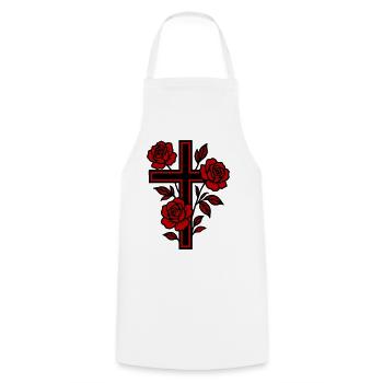Cross Symbol Flowers - Cooking Apron - white - Front - AI Model Male 185 dark (185cm)