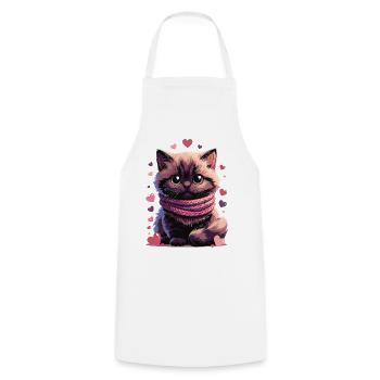 Cozy Kitten Pink Schal - Kochschürze - Weiß - Vorne - AI Model Male 185 dark (185cm)