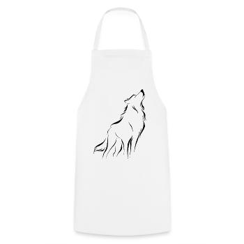 Minimalistische und symbolische Wolfssilhouette - Kochschürze - Weiß - Vorne - AI Model Male 185 dark (185cm)