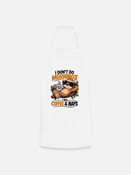 Sloth Coffee Erste Morgenstimmung - Kochschürze - Weiß