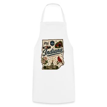 Indiana Hoosier State Vintage-Reiseaufkleber - Kochschürze - Weiß - Vorne - AI Model Male 185 dark (185cm)