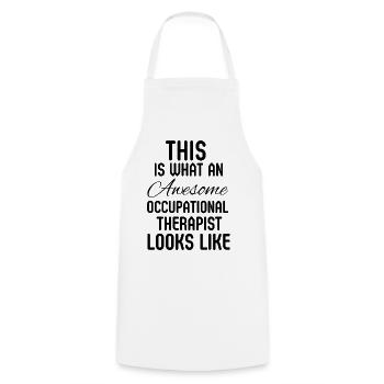 OT Occupational Therapist Pediatric Therapy Gift - Cooking Apron - white - Front - AI Model Male 185 dark (185cm)