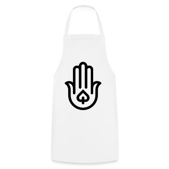 hand of Fatma Hamsa - Cooking Apron - white - Front - AI Model Male 185 dark (185cm)