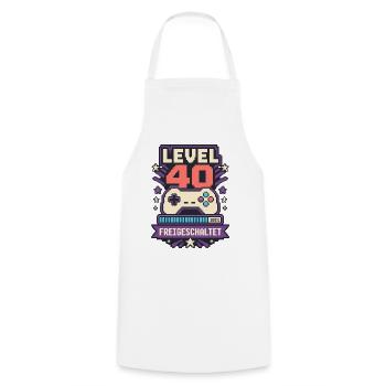 Level 40 erreicht – Gaming Geburtstag Spruch - Kochschürze - Weiß - Vorne - AI Model Male 185 dark (185cm)