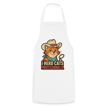 I Herd Cats Professionally – Katzen Humor - Kochschürze - Weiß - Vorne - AI Model Male 185 dark (185cm)