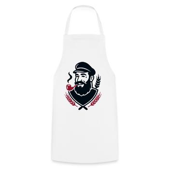 Seebaer Kapitaen Wappen Logo - Kochschürze - Weiß - Vorne - AI Model Male 185 dark (185cm)