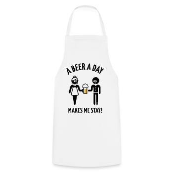 A Beer A Day Makes Me Stay! (Bier Biertrinker 2C) - Kochschürze - Weiß - Vorne - AI Model Male 185 dark (185cm)