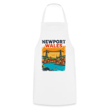 Retro Newport Wales City Skyline Sept - Kochschürze - Weiß - Vorne - AI Model Male 185 dark (185cm)