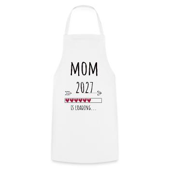 Pregnancy Announcement – Mama 2027 Geschenk - Kochschürze - Weiß - Vorne - AI Model Male 185 dark (185cm)