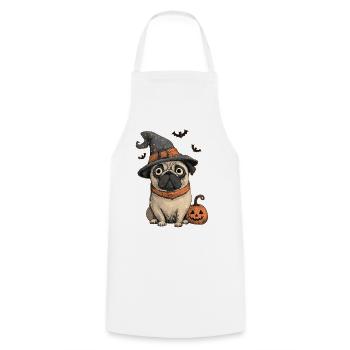 Mops Halloween - Kochschürze - Weiß - Vorne - AI Model Male 185 dark (185cm)