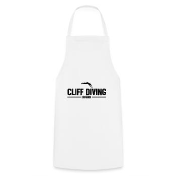 Retro Graphic Cliff Diver Cliff Diving Tombstoning - Cooking Apron - white - Front - AI Model Male 185 dark (185cm)
