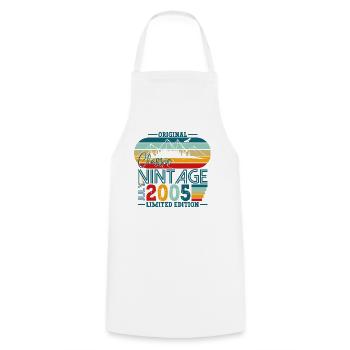 Original Juillet Millésime 2005 17ème Anniversaire Hommes - Tablier de cuisine - blanc - Devant - AI Model Male 185 dark (185cm)
