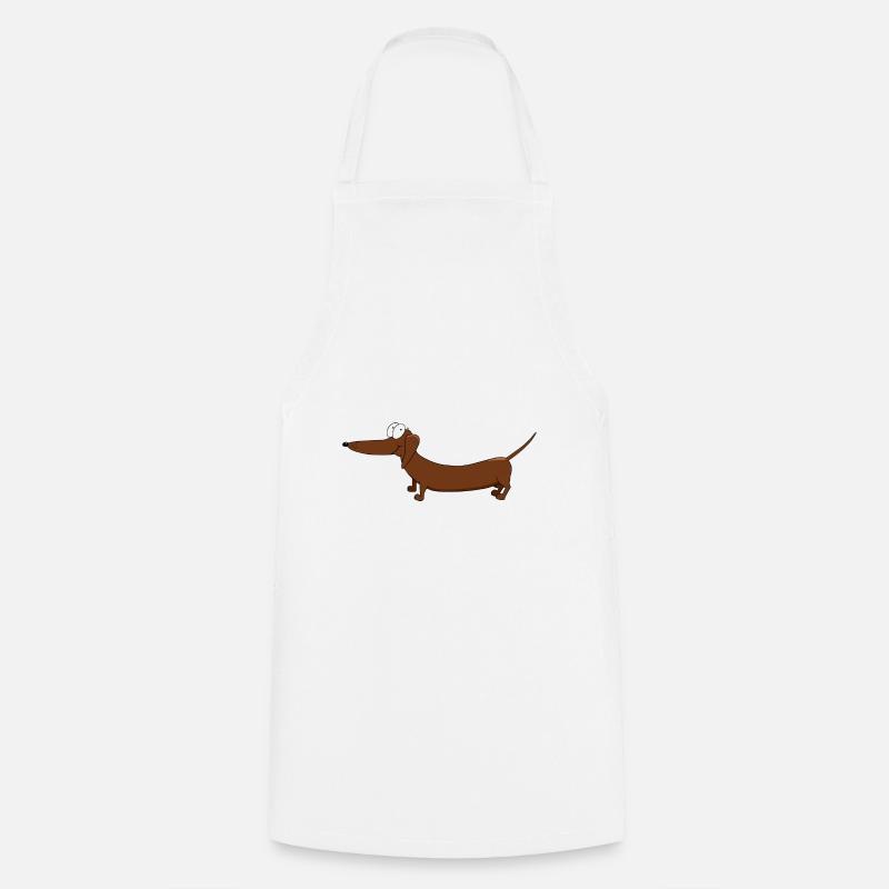 Drôle de teckel Dessin de bande dessinée - Tablier de cuisine - blanc