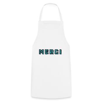 MAÎTRESSE. MAITRE. MERCI. MERCI MAÎTRESSE. MAITRE - Tablier de cuisine - blanc - Devant - AI Model Male 185 dark (185cm)