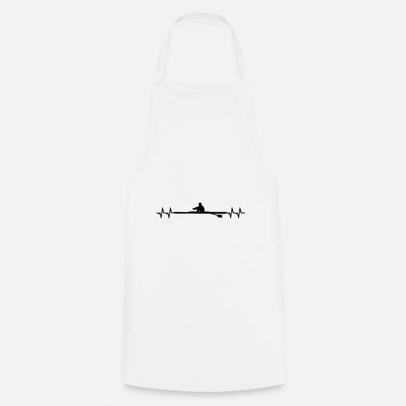 Rowing Heartbeat, single scull - Cooking Apron - white