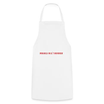 MERCI. THANKS. THANK YOU. ANNIVERSAIRE. NAISSANCE. - Tablier de cuisine - blanc - Devant - AI Model Male 185 dark (185cm)