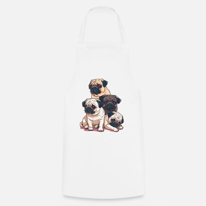 Mops Stapel - Kochschürze - Weiß